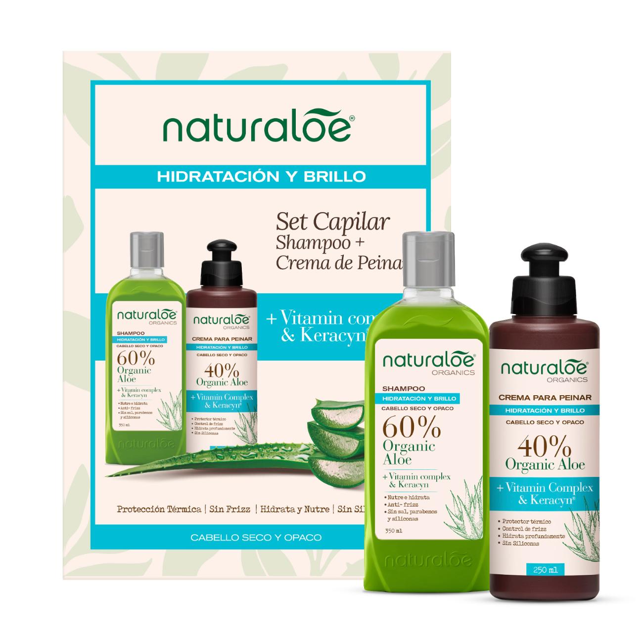 Set Hidratación & Brillo – Shampoo 350ml + Crema de Peinar 250ml