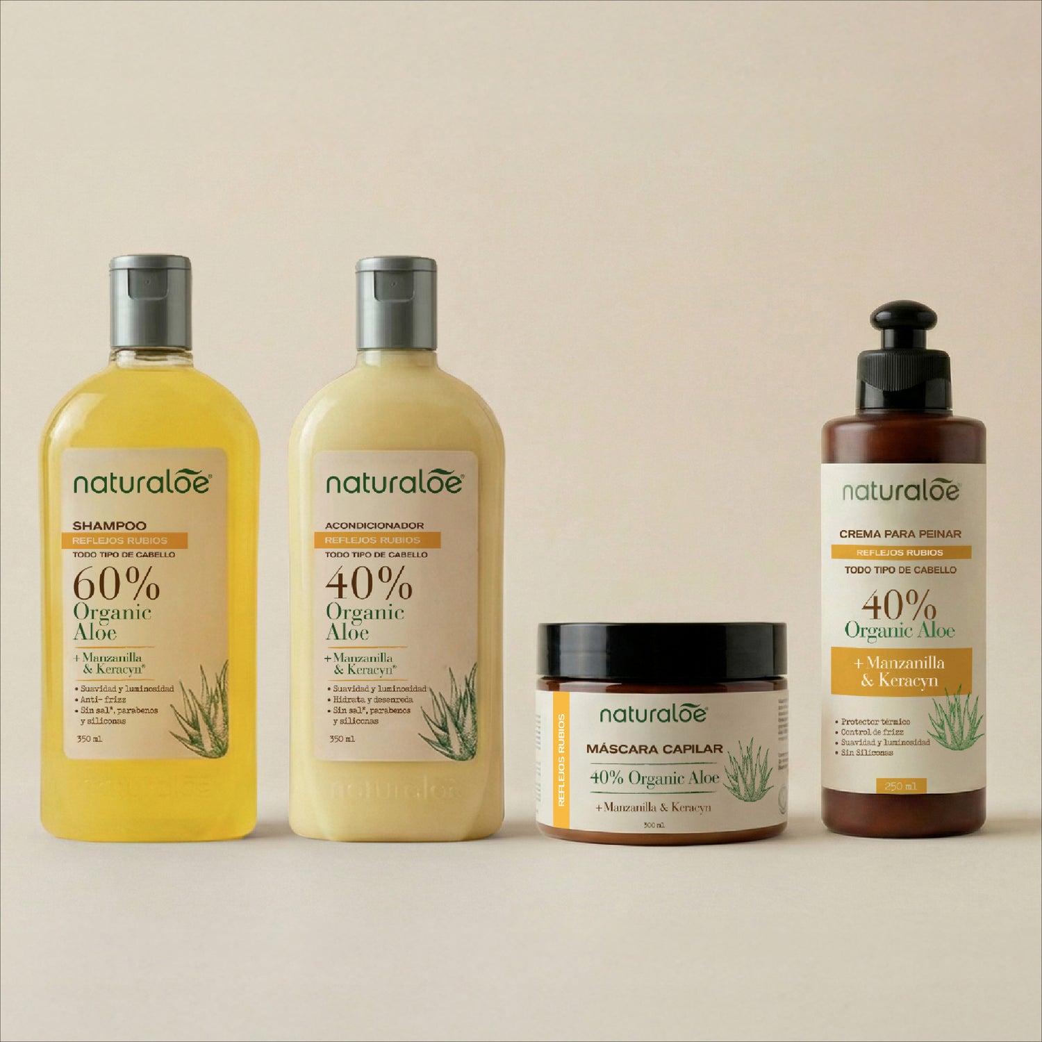 Shampoo + Acondicionador + Máscara + Crema de Peinar Linea Reflejos Rubios
