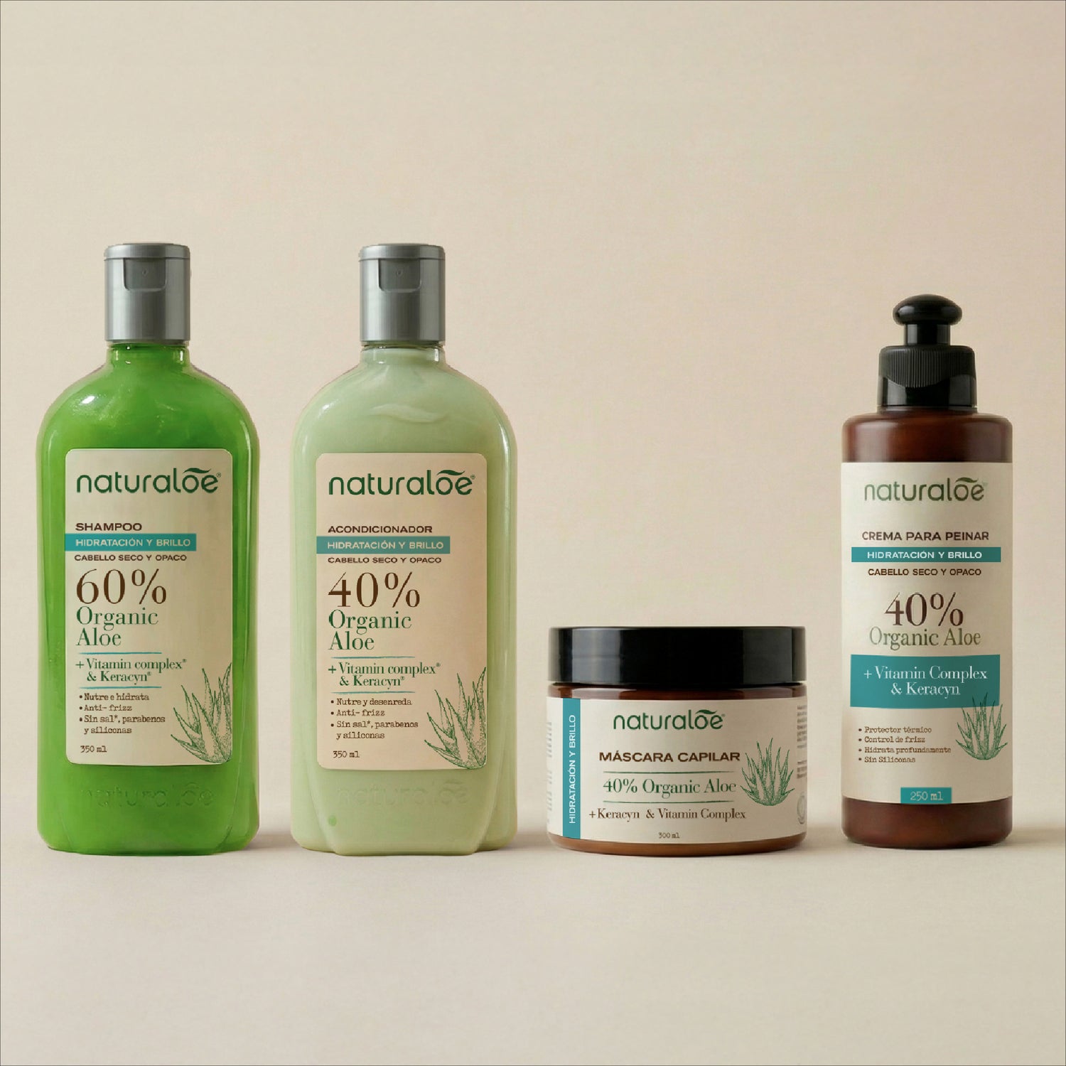 Shampoo + Acondicionador + Máscara + Crema de Peinar Linea Hidratación & Brillo
