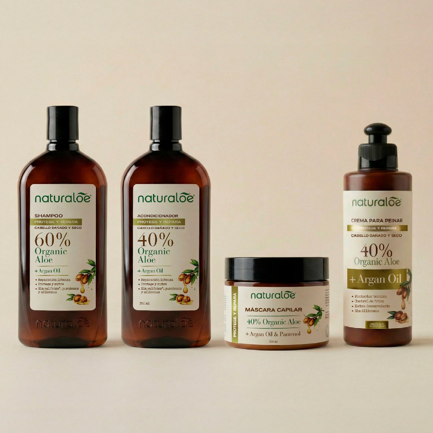 Shampoo + Acondicionador + Máscara + Crema de Peinar Linea Protege & Repara