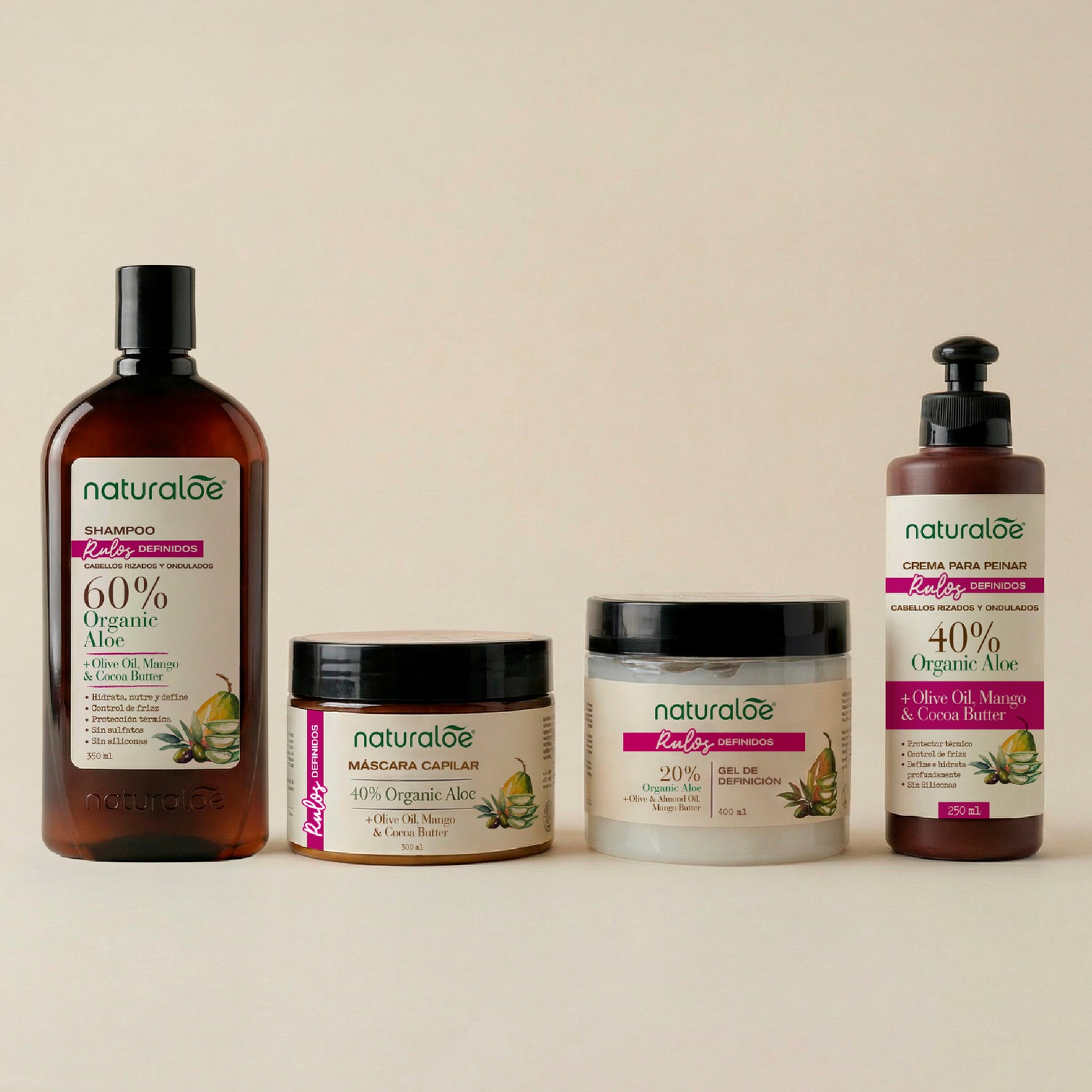 Shampoo + Máscara + Gel + Crema de Peinar Linea Rulos Definidos