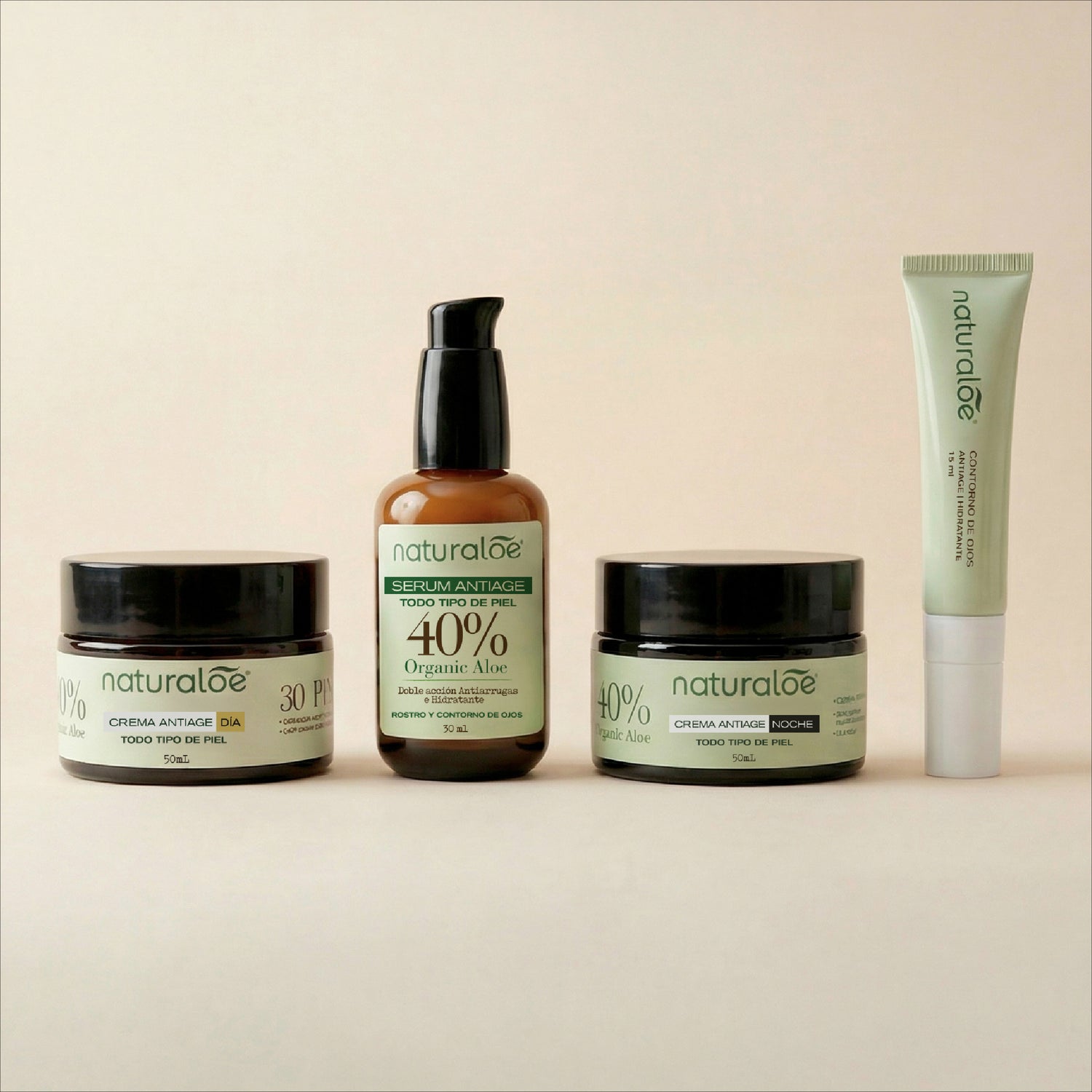 Rutina Antiage Completa: Crema Día Antiage + Serum Antiage + Crema de Noche Antiage + Contorno de Ojos Antiage