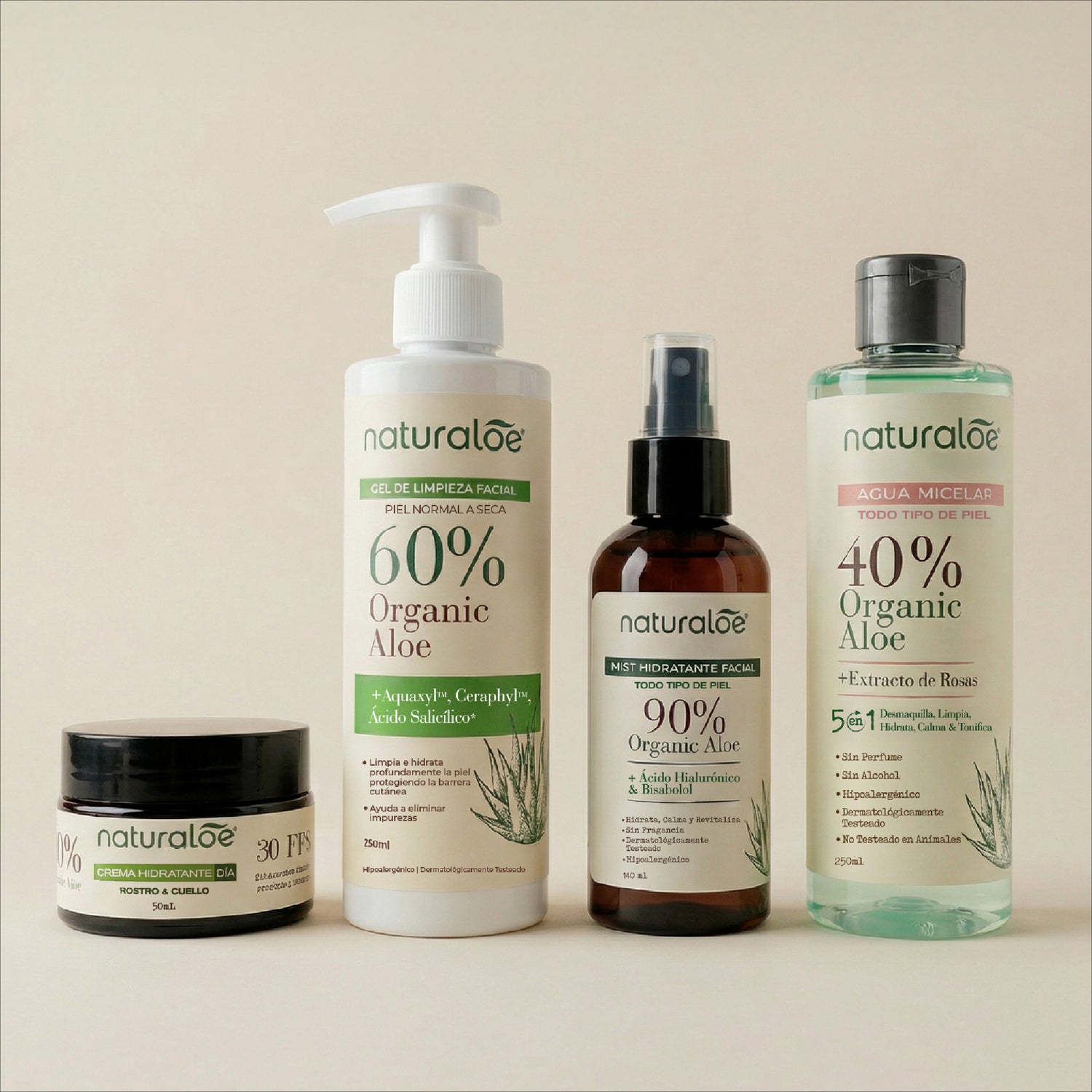 Rutina Esencial Hidratación: Gel de Limpieza Piel Seca + Crema Día Hidratante SPF30 + Mist Facial + Agua Micelar