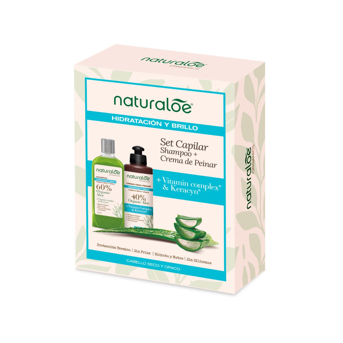 Naturaloe Cabello Hidratación Brillo Shampoo + Crema Peinar