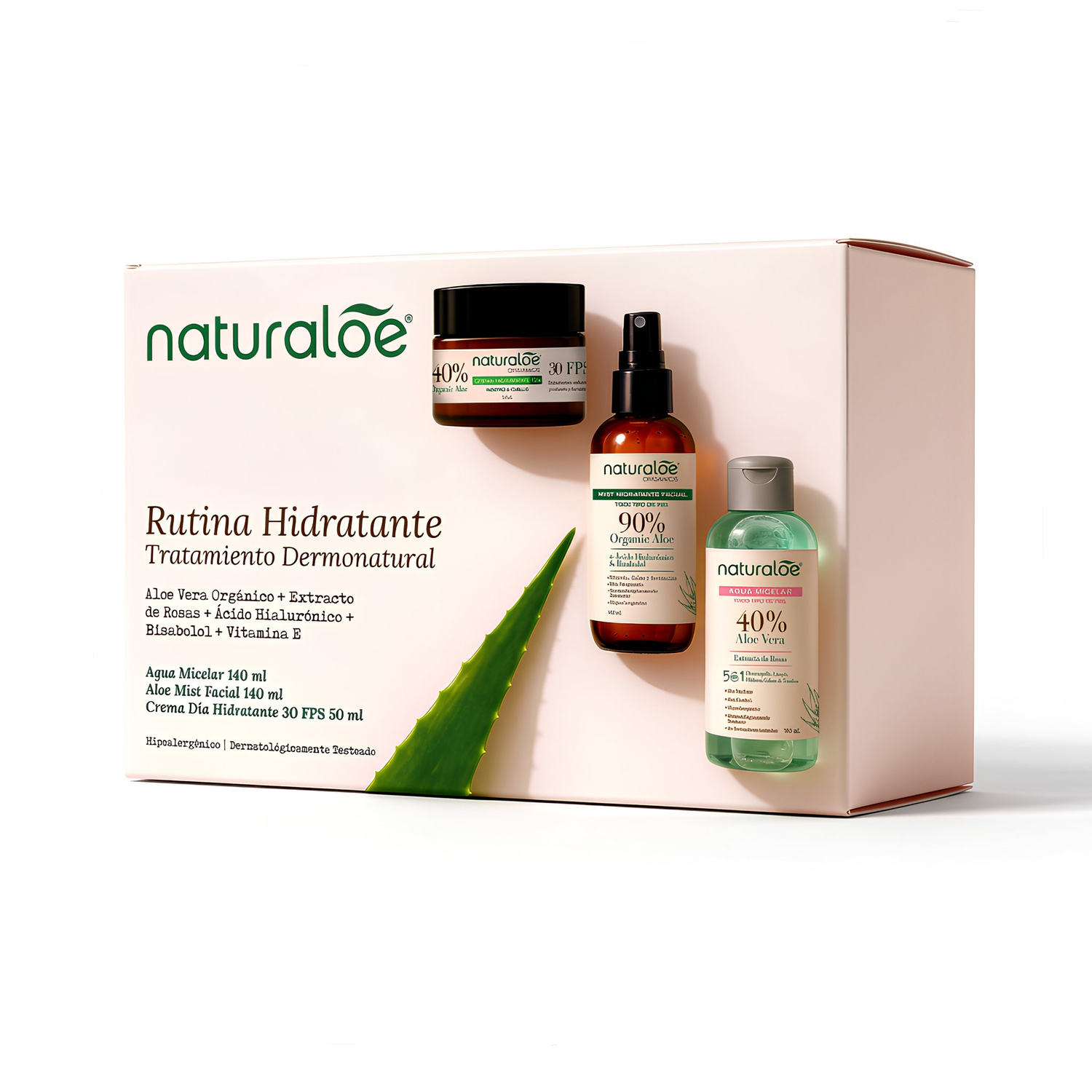 Set Limpieza e hidratación Mist Facial, Agua Micelar y Crema de Día